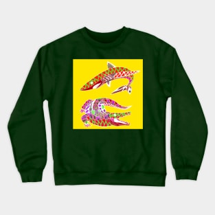 yellow shark and crocodile in kingdom art ecopop Crewneck Sweatshirt